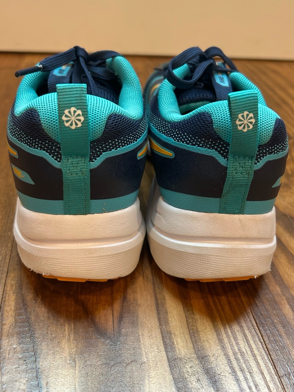 Nike Navy & Teal Athletic Sneakers with Yellow Swoosh - Picture 3 of 4